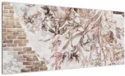 Mivali Tablou - Frescă florală pe un perete de cărămidă, dintr-o bucată 100x40 cm (V022882V10040)