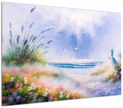 Mivali Tablou - Plaja romantică, pictură în ulei, dintr-o bucată 100x70 cm (V023170V10070)