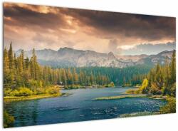 Mivali Tablou cu râu montan și munți, dintr-o bucată 120x70 cm (V020844V12070)