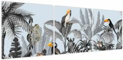 Mivali Tablou - Animale în pădurea tropicală, din trei bucăți 150x50 cm (V023604V15050)