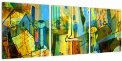 Mivali Tablou - Arhitectură, abstractizare cubistă, din trei bucăți 90x30 cm (V023269V9030)