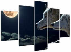 Mivali Tablou cu lupi în lună, din cinci bucăți 150x105 cm (V020447V150105)