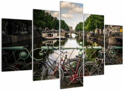 Mivali Tablou cu bicicleta în oraș, din cinci bucăți 150x105 cm (V020595V150105)