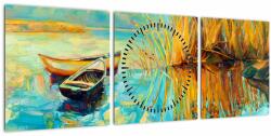 Mivali Tablou - Lacul cu bărci (cu ceas), din trei bucăți 90x30 cm cu ceas (V023297V9030C)
