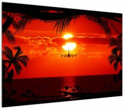 Mivali Tablou - apus de soare cu avion, dintr-o bucată 100x70 cm (V020623V10070)