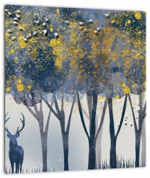 Mivali Tablou pe sticlă cerbul în pădure, dintr-o bucată 30x30 cm pe sticlă (V021777V3030GD)