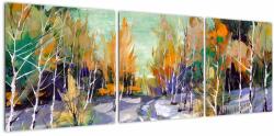 Mivali Tablou - Drum înzăpezit prin pădure, din trei bucăți 120x40 cm (V023245V12040)