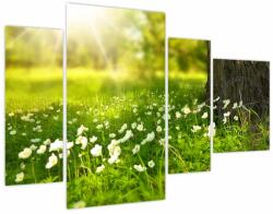 Mivali Tablou cu poiana și flori (cu ceas), din patru bucăți 110x75 cm cu ceas (V020842V11075C)
