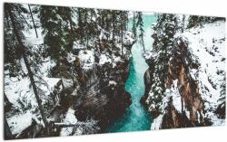 Mivali Tablou pe sticlă - râul de munte iarna, dintr-o bucată 100x50 cm pe sticlă (V020180V10050GD)