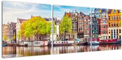 Mivali Tablou - Case dansatoare, Amsterdam, din trei bucăți 120x40 cm (V022481V12040)