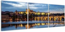 Mivali Tablou cu palatul din Praga și podul lui Carol, din trei bucăți 120x40 cm (V020970V12040)