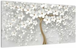 Mivali Tablou pe sticlă cu copac alb cu flori, dintr-o bucată 100x50 cm pe sticlă (V020977V10050GD)