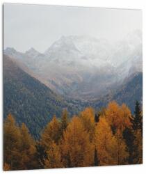Mivali Tablou pe sticlă - Crestele munților, dintr-o bucată 30x30 cm pe sticlă (V022715V3030GD)