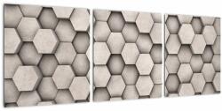 Mivali Tablou - Hexagoane design beton, din trei bucăți 90x30 cm (V023125V9030)