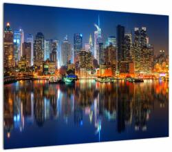 Mivali Tablou cu Manhattan noaptea, dintr-o bucată 70x50 cm (V020823V7050)