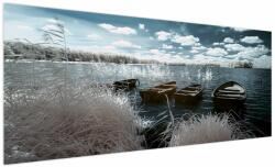 Mivali Tablou - Bărci de lemn pe lac, dintr-o bucată 250x125 cm (V021925V250125)
