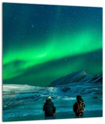 Mivali Tablou pe sticlă cu oameni la Aurora borealis, dintr-o bucată 30x30 cm pe sticlă (V021209V3030GD)
