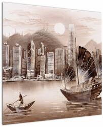Mivali Tablou - Victoria Harbour, Hong Kong, efect sepia, dintr-o bucată 70x70 cm (V023101V7070)