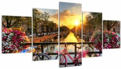 Mivali Tablou - Răsărit de soare la Amsterdam, din cinci bucăți 150x80 cm (V022467V150805PCS)
