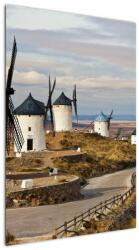 Mivali Tablou - Morile de vânt din Consuegra, Spania, dintr-o bucată 60x90 cm (V023470V6090)