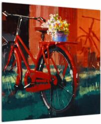 Mivali Tablou - Bicicleta roșie, pictură acrilică, dintr-o bucată 50x50 cm (V023222V5050)