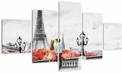 Mivali Tablou îndrăgostiții în Paris, din cinci bucăți 125x70 cm (V022029V12570)