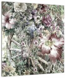 Mivali Tablou - Flori pe roata de lemn, dintr-o bucată 40x40 cm (V023119V4040)