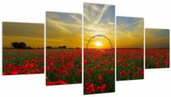 Mivali Tablou cu câmp cu maci (cu ceas), din cinci bucăți 150x80 cm cu ceas (V020986V15080C)