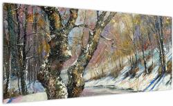 Mivali Tablou cu peisaj de iarnă pictat, dintr-o bucată 100x40 cm (V022213V10040)