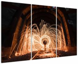 Mivali Tablou - Show de lumini deasupra șinelor, din trei bucăți 120x80 cm (V021706V120803PCS)
