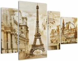 Mivali Tablou - Monumente din Paris (cu ceas), din patru bucăți 110x75 cm cu ceas (V023308V11075C)