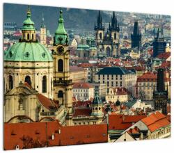 Mivali Tablou pe sticlă - Panorama din Praga, dintr-o bucată 70x50 cm pe sticlă (V021620V7050GD)