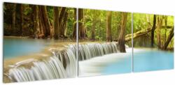 Mivali Tablou cu cascada Huai Mae Kamin în pădure, din trei bucăți 150x50 cm (V020933V15050)