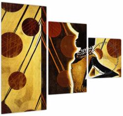 Mivali Tablou cu pictură artistică străveche (cu ceas), din trei bucăți 90x70 cm cu ceas (V022031V9070C)
