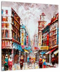 Mivali Tablou pe sticlă - Hong Kong, pictură în ulei, dintr-o bucată 40x40 cm pe sticlă (V023099V4040GD)