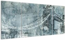 Mivali Tablou - Tower Bridge în tonuri reci, din patru bucăți 160x80 cm (V023452V16080)