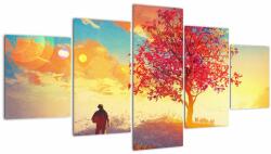 Mivali Tablou - casa în deal, din cinci bucăți 150x80 cm (V022346V150805PCS)