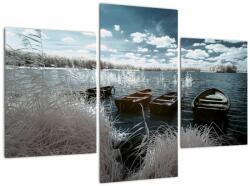 Mivali Tablou - Bărci de lemn pe lac, din trei bucăți 90x60 cm (V021925V90603PCS)