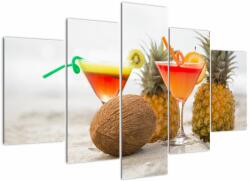 Mivali Tablou cu ananas și pahare pe plajă, din cinci bucăți 150x105 cm (V021220V150105)