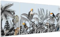 Mivali Tablou - Animale în pădurea tropicală, din patru bucăți 160x80 cm (V023604V16080)