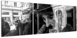 Mivali Tablou - Charles Chaplin la Praga, din trei bucăți 120x40 cm (V023013V12040)
