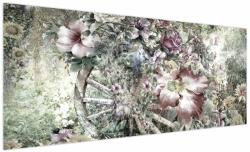Mivali Tablou - Flori pe roata de lemn, dintr-o bucată 250x125 cm (V023119V250125)