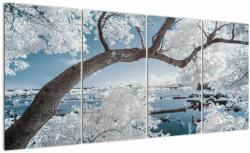 Mivali Tablou cu copac înzăpezit lângă apă, din patru bucăți 160x80 cm (V020718V16080)