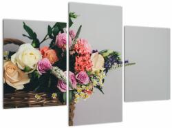 Mivali Tablou cu coș și flori, din trei bucăți 90x60 cm (V020971V90603PCS)