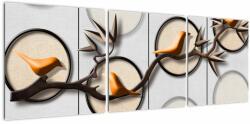 Mivali Tablou artistic - Păsărele pe creangă, din trei bucăți 120x40 cm (V022140V12040)