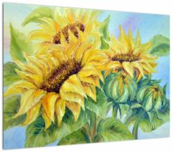 Mivali Tablou pe sticlă - Floarea soarelui înflorită, dintr-o bucată 70x50 cm pe sticlă (V023289V7050GD)