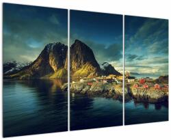 Mivali Tablou cu sat de pescari din Norvegia, din trei bucăți 120x80 cm (V021280V120803PCS)