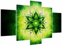 Mivali Tablou - Mandala de flori, fundal verde, din cinci bucăți 150x105 cm (V023489V150105)