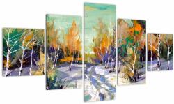 Mivali Tablou - Drum înzăpezit prin pădure, din cinci bucăți 125x70 cm (V023245V12570)