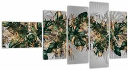 Mivali Tablou - Frunze tropicale, Galben - auriu, din cinci bucăți 110x60 cm (V023488V11060)